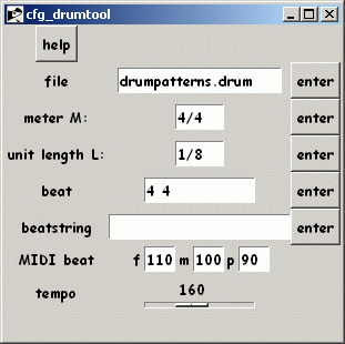 drum tool configuration window